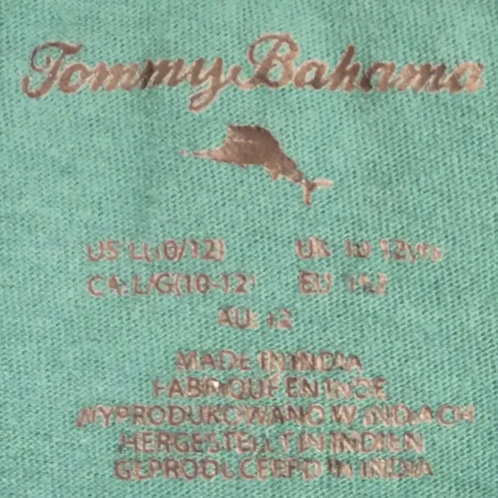 Tommy Bahama T Shirt Boys Large Green Long Sleeve Pocket Tee  Cotton